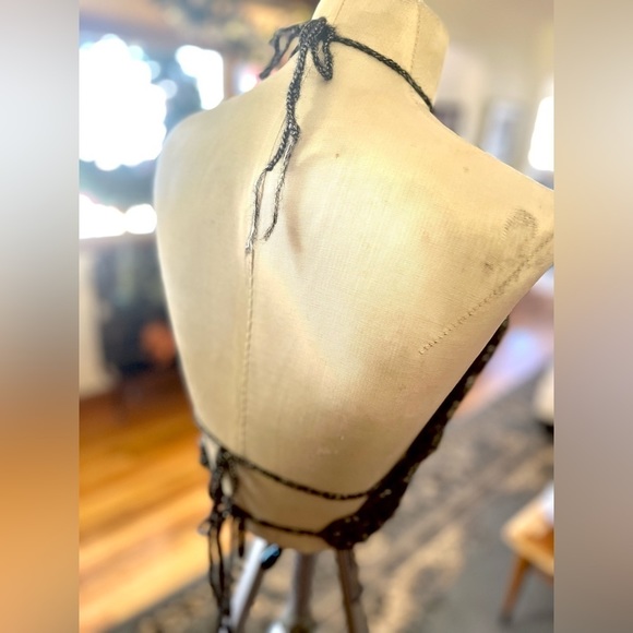 BLACK AND SILVER METALLIC CROCHETED FESTIVAL OR SWIM TOP - Picture 6 of 9